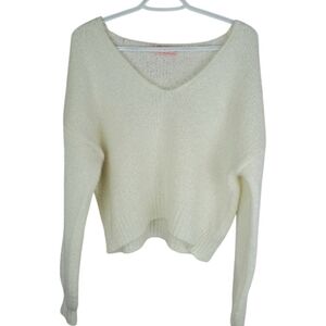 Urban Outfitters Cropped‎ V Neck  White Sweater